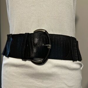 Black Textured Wide Belt